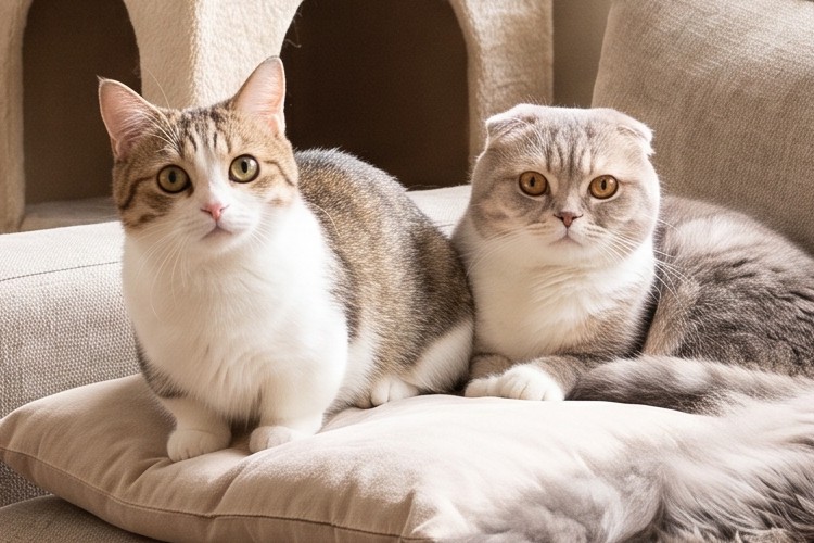 並んでくつろぐ2匹の猫