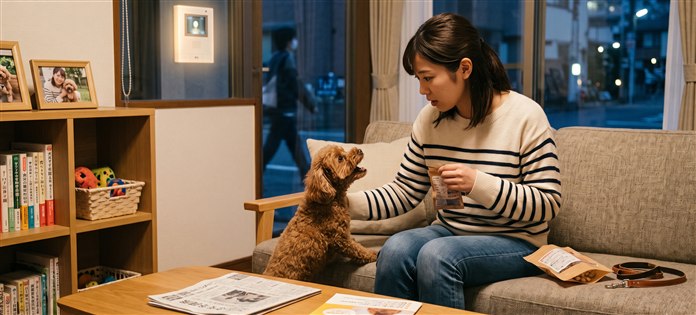 おやつを見つめて要求吠えするトイ・プードル